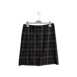 MIU MIU Tartan Plaid Straight Wool Skirt, Size 44 Italy
